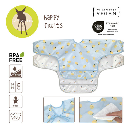 Lassig Zestaw śliniaków z długim rękawem 2szt. 6m+ Happy Fruits Lemon