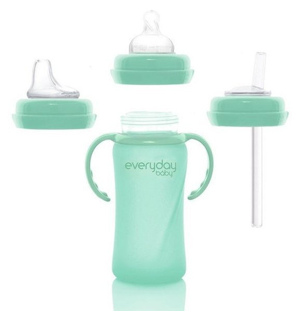 Everyday Baby, Szklana butelka ze smoczkiem M, 240 ml Miętowy