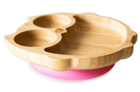 Ecorascals Miseczka Bambusowa Sowa z Przyssawką Różowy