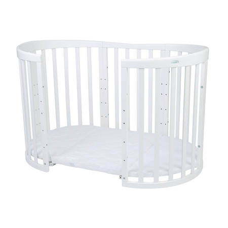 Waldin Łóżeczko Dziecięce Owalne 7w1 z Materacem Białe