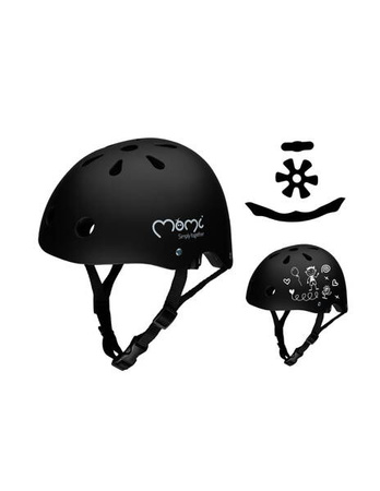 MoMi Mimi Dziecięcy Kask Rowerowy Czarny Matowy