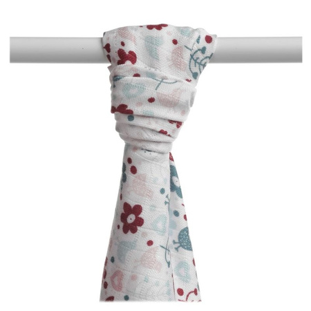 Xkko BMB Ręcznik Bambusowy Otulacz 90x100cm Flowers&Birds Girls