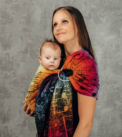 LennyLamb Chusta Kółkowa Splot Żakardowy Noszenia Dzieci Symfonia Tęczowa Dark 1,8m 100% Bawełna