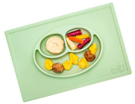 EZPZ Happy Mat Silikonowy Talerzyk z Podkładką 2w1 Pastelowa Zieleń