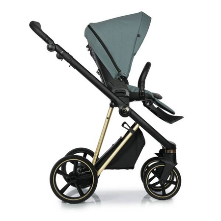 Roan Ivi 2.0 Wóżek Głęboko-Spacerowy Rama Gold Pine Green + Cybex Aton B2 i-Size Fotelik Samochodowy 0-13kg + Baza One Volcano Black