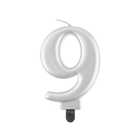 Godan Świeczka Urodzinowa Cyferka 9 Metalic Srebrna