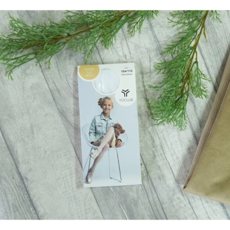 Yoclub! Rajstopy Lycra Gładka 20DEN Białe 116-122cm