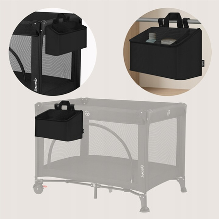 Lionelo Sidepocket Medium Organizer na łóżeczko wiszący przybornik 43x15x23 Black