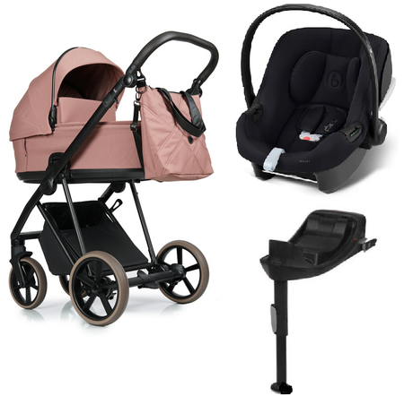 Roan Ivi 2.0 Vintage Wózek Głęboko-Spacerowy Lobster + Cybex Aton B2 i-Size Fotelik Samochodowy 0-13kg + Baza One Volcano Black