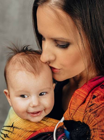 LennyLamb Chusta Kółkowa Splot Żakardowy Noszenia Dzieci Symfonia Tęczowa Dark 1,8m 100% Bawełna