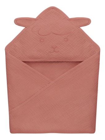 Lionelo Ręcznik kąpielowy z kapturkiem Muslin Hooded Towel Red Coral