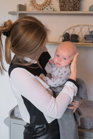 Lodger Kocyk niemowlęcy dziergany bawełniany 80x100 grafitowy Tribe Basic Donkey