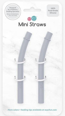 EZPZ Zestaw Uzupełniających Silikonowych Słomek Do Kubeczka Mini Cup 2 Szt. Pastelowa Szarość