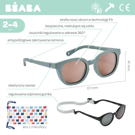 Beaba Okulary przeciwsłoneczne dla dzieci 2-4 lata Bright - Smokey green
