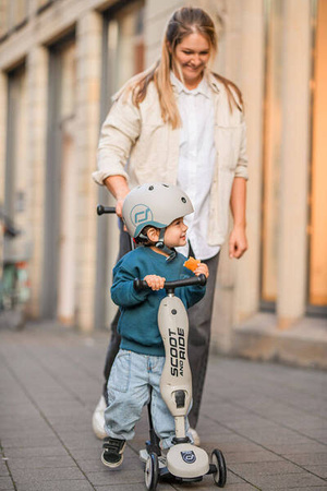 Scootandride Highwaykick 1 Push and Go 2w1 Jeździk i hulajnoga z rączką do prowadzenia 1-5 lat Ash + Kask