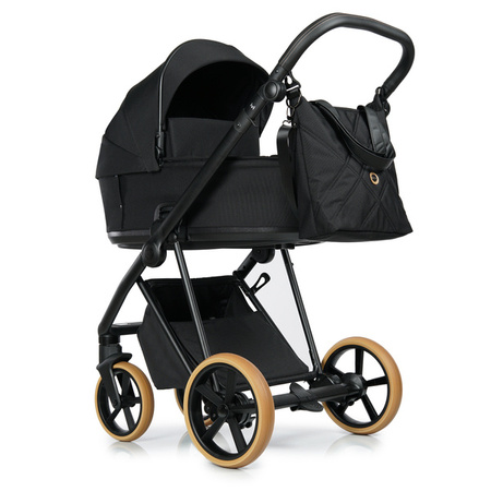 Roan Ivi 2.0 Vintage Wózek Głęboko-Spacerowy Caviar + Cybex Aton B2 i-Size Fotelik Samochodowy 0-13kg + Baza One Volcano Black