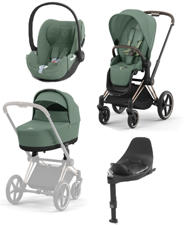 Cybex e-Priam 4.0 Wózek Głęboko-Spacerowy + Cloud T I-Size Fotelik + Baza Leaf Green