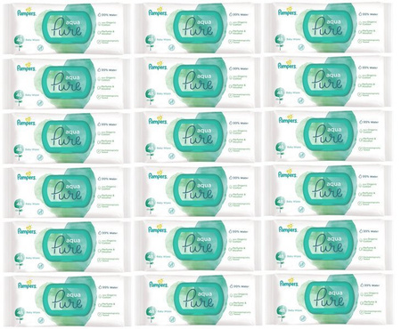 Pampers Aqua Pure Chusteczki nawilżane dla niemowląt 99% wody 18x48 sztuk.