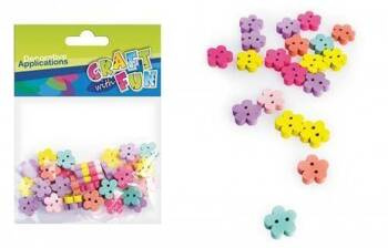 Craft With Fun Ozdoba Dekoracyjna Guzik Drewniany Mini Kwiat 40szt