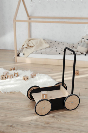ooh noo Drewniany Chodzik Pchacz do Nauki Chodzenia Czarny