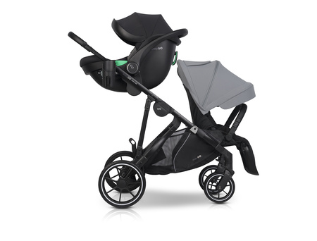 Easy Go Duoflex Wózek Głęboko-Spacerowy Bliźniaczy Rok po Roku Cloudy Gray 2 Siedziska 2 Gondole