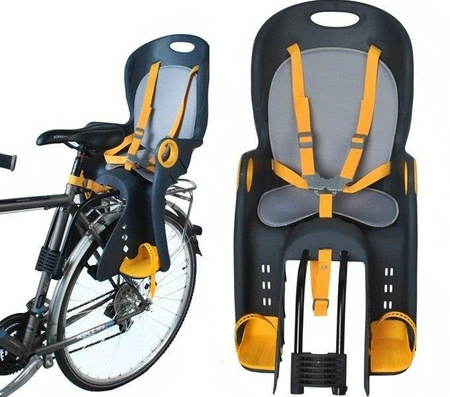 FOTELIK ROWEROWY ADVENTURER MOCOWANY NA BAGAŻNIK LUB RAMĘ 5-PUNKTOWE PASY DO 22 KG CZARNY Czarny