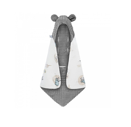 Bonjour Cherie Kocyk Do Fotelika z Minky Dapple Grey 90x90cm Misie