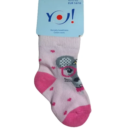 Yo! Skarpetki Bawełniane Różowa Myszka Rozmiar 14-16