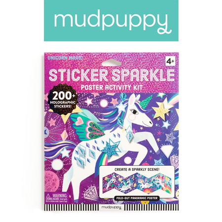 Mudpuppy Zestaw do wyklejania Naklejki holograficzne 200+ szt. z plakatem Magiczne jednorożce 4+