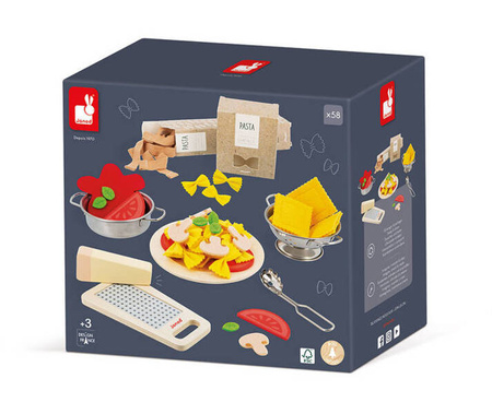 Janod Filcowy Zestaw Makaronów Z Akcesoriami Do Przyrządzania Włoskiej Pasty 3+