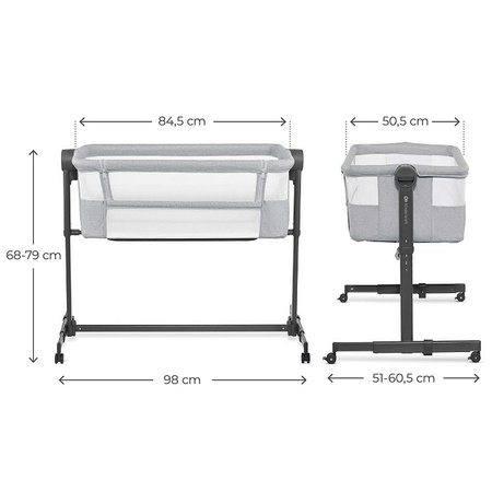 Kinderkraft NESTEE UP 2 Łóżeczko Dostawne 2w1 Szary Rama Ciemna