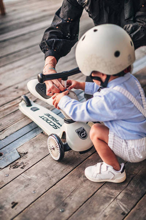 Scootandride Highwaykick 1 Jeździk i Hulajnoga 2w1 1-5 lat + Zestaw Ochraniaczy dla Dzieci XXS Ash