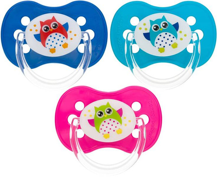 Canpol Smoczek Silikonowy Symetryczny Ze Świecącym Uchwytem Sówki 18M+
