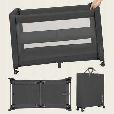 Lionelo Patty Łóżeczko turystyczne dwupoziomowe 5w1 dostawne wolnostojące Grey Graphite