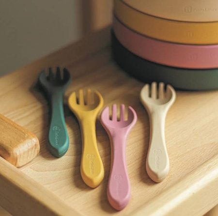 Petite&Mars Take&Match Silikonowe Sztućce 6m+ Dusty Rose