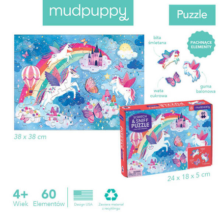 Mudpuppy Puzzle Sensoryczne z Elementami Zapachowymi 60 elementów 4+ Sen Jednorożca