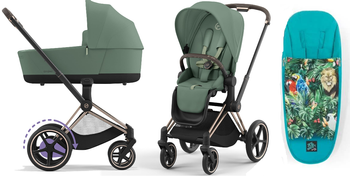 Cybex e-Priam 4.0 Wózek Głęboko-Spacerowy Leaf Green + Cybex Śpiworek