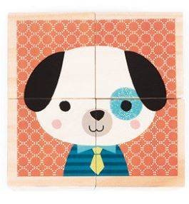 Janod Klocki Drewniane Puzzle 6w1 Las