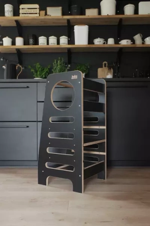 Baby Wood Kitchen Helper M Czarny