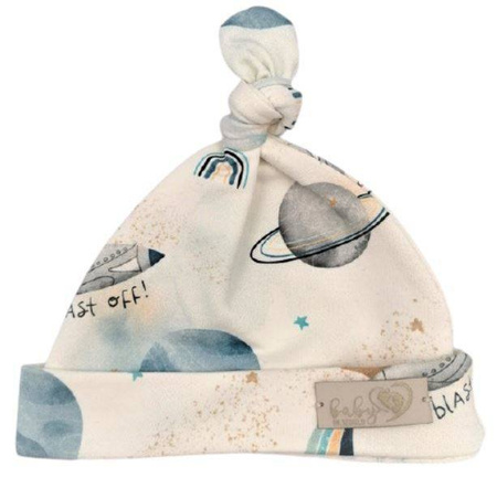 Baby in World Czapka Niemowlęca Smerfetka 3-6m Kosmos Ecru