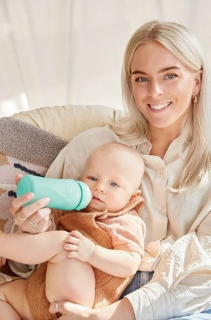 Everyday Baby, Szklana butelka ze smoczkiem M, 240 ml Miętowy