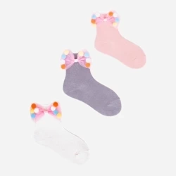 YO! Skarpety Dziewczęce Z Kokardą 3 Pak Rozmiar 20-22
