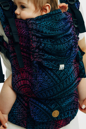 LennyLamb Moje Pierwsze Nosidełko LennyUpGrade PRO, Z Tkaniny Żakardowej 60% Bawełna, 28% Wełna Merino, 8% Jedwab, 4% Kaszmir- Pawi Ogon Czarny Opal