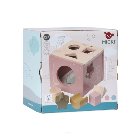 Micki Drewniany Sorter Kształtów Zabawka Edukacyjna Różowy