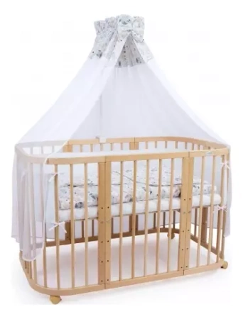 Waldin Wyposażenie do Łóżeczka 7w1 Biały / Sówki