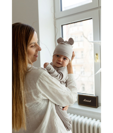 Poofi Czapka z Uszami Rozmiar 68 3-6m Jasny Szary