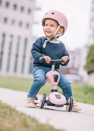 Scootandride Highwaykick 1 2w1 Jeździk i Hulajnoga 1-5 lat + Kask XXS-S Dla Dzieci 1-5 Lat Rose