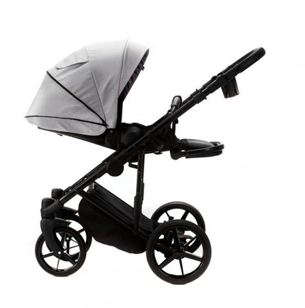 Adamex Locco Wózek Głęboko-Spacerowy Szary TK-56-LUX + Cybex Aton B2 i-Size Fotelik 0-13kg + Baza + Adaptery