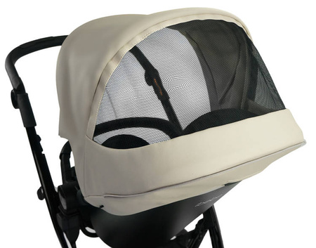 IBEBE iStop IS16 Wózek Głęboko-Spacerowy Z Elektronicznym Systemem Hamowania Eko Skóra Beige Stelaż Biały