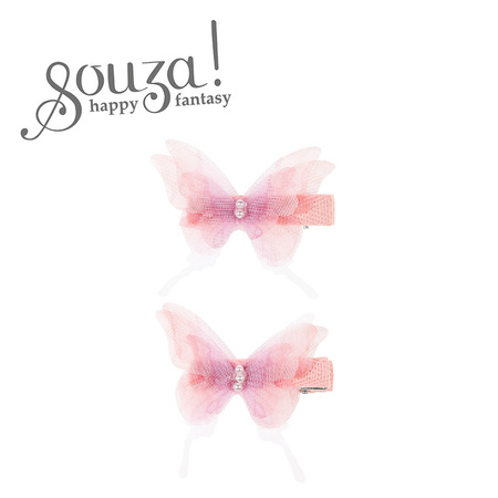 Souza! Spinki do włosów tiulowe motyle różowe Thyrza 2 szt.